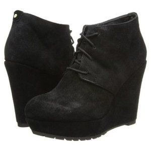 Aldo Lace Up Wedge Bootie Faux Suede